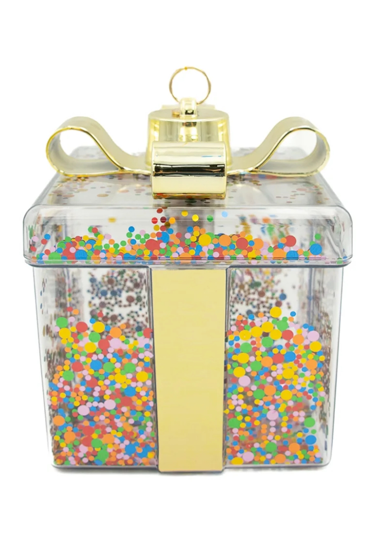 Packed Party "Such a Gift" Jumbo Multicolored Confetti Filled Present Shaped Ornament Holiday Decoration