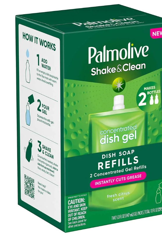 Palmolive Shake & Clean Dish Soap Concentrate Refills, Fresh Citrus, 5 fl oz 2 Pack