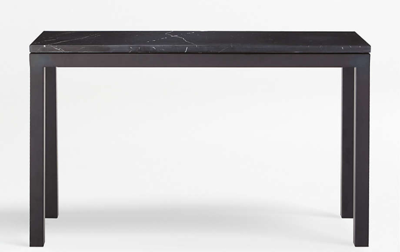 Parsons Black Marble Top/Dark Steel Base 48x16 Console Table