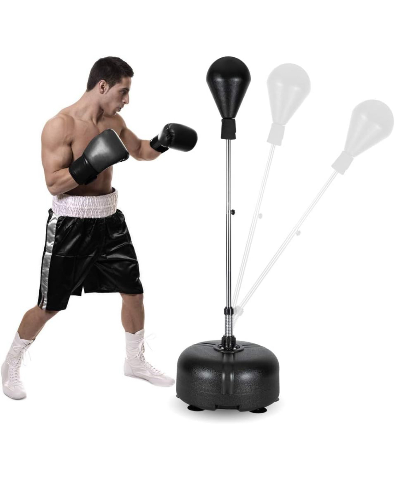 PEXMOR Reflex Bag, Freestanding Punching Bag with Stand, Speed Boxing Ball, Height Adjustable for Adults & Teens, Perfect for Stress Relief/Fitness/Punch Training at Home, Easy Assembly & Durable