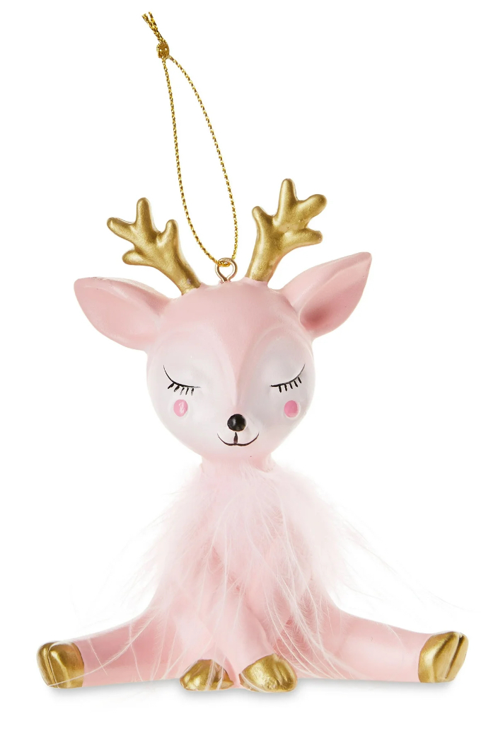 Pink Reindeer Ornament, Blushful Theme, Pink & Gold, 0.038kg, by Holiday Time