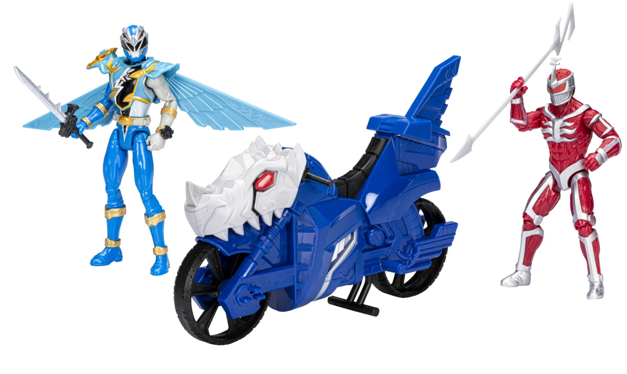 Power Rangers: Dino Fury Face-Off Blue Ranger and Vehicle vs Lord Zedd Kids Toy Action Figure for Boys and Girls Ages 4 5 6 7 8 and Up