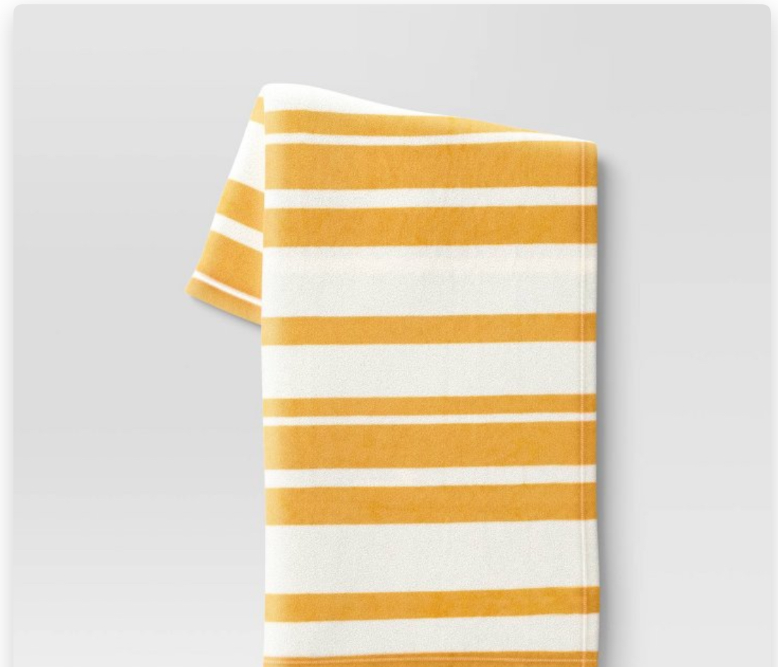 Printed Plush Striped Throw Blanket Yellow-Room Essentials