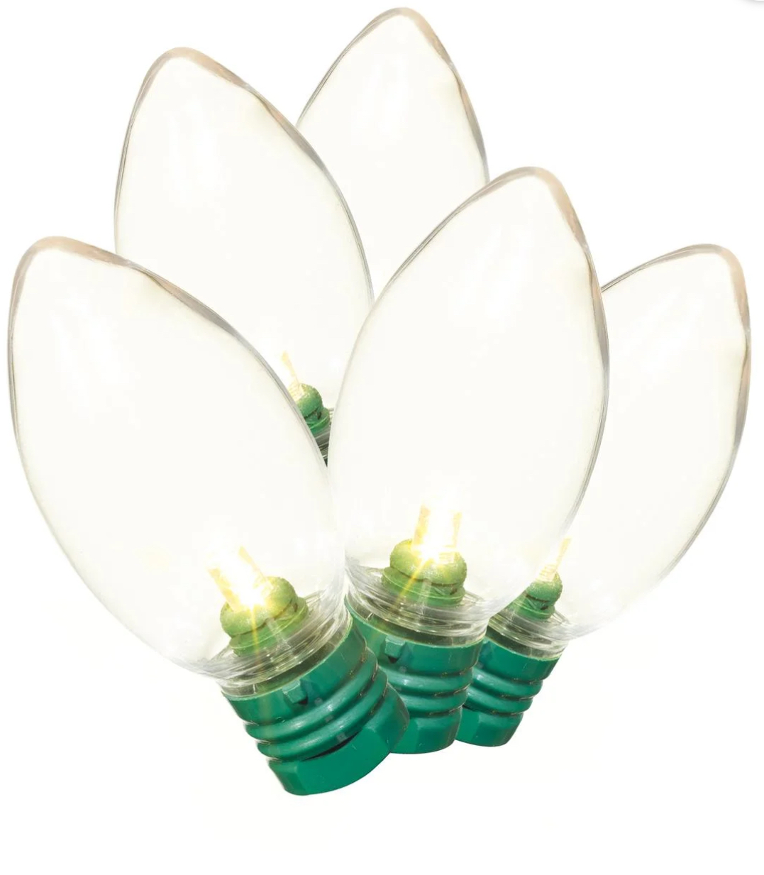 100-Count Warm White LED Smooth C9 Christmas Lights with Green Wire, 58.1', Holiday Time