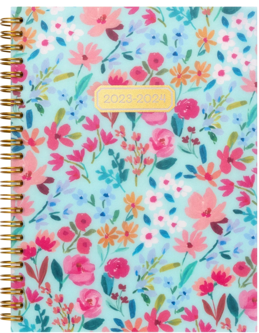 2023-2024 Mintgreen Weekly/Monthly Spiral Planner, 6"x8", Ditsy Floral