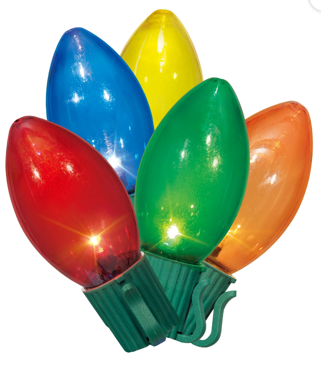 25-Count Multicolor Ultra Bright LED C9 Christmas Lights with Green Wire, 15', Holiday Time