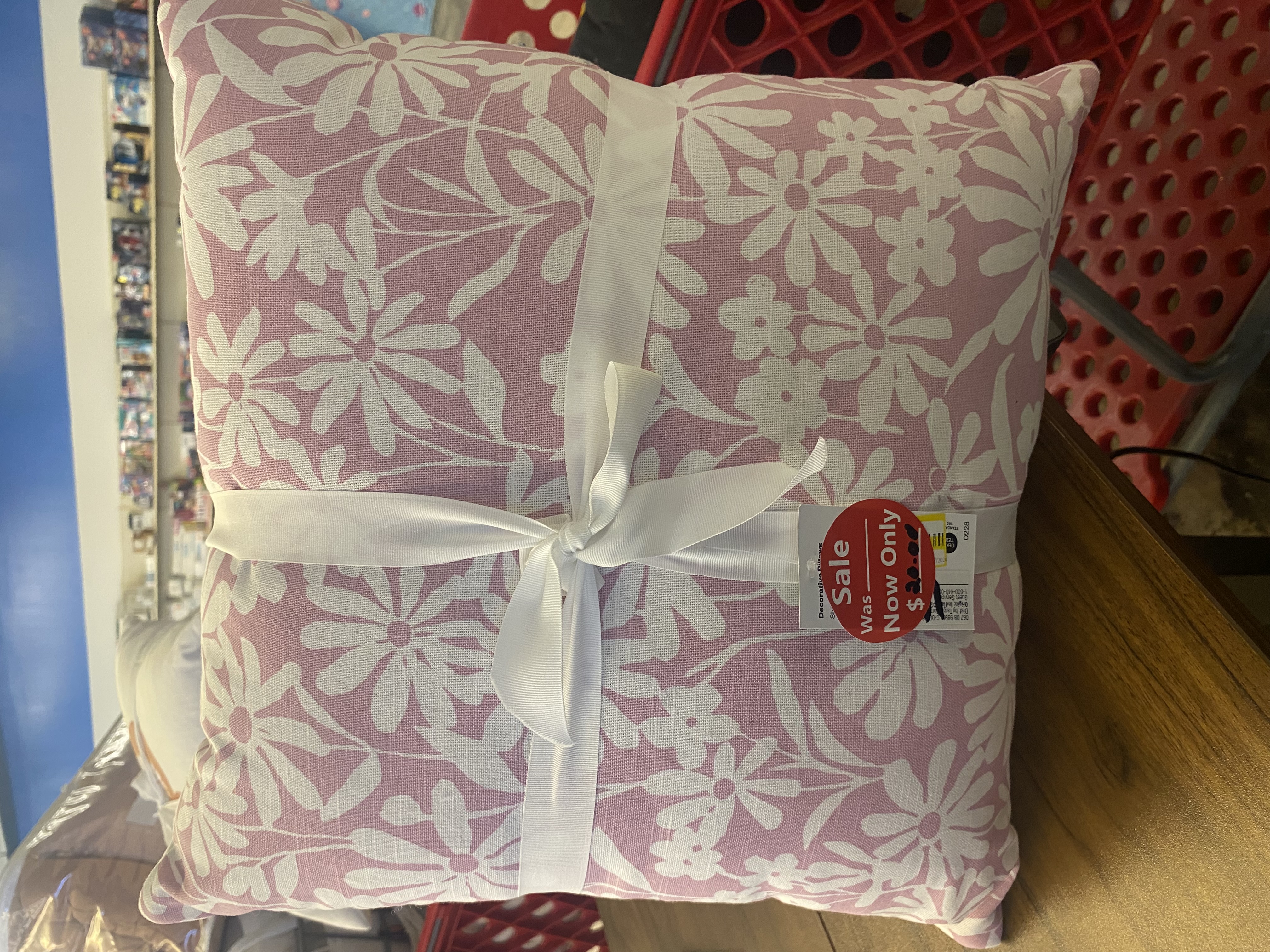 2pk Daisy and Grid Printed Woven Cotton Pillows Pink