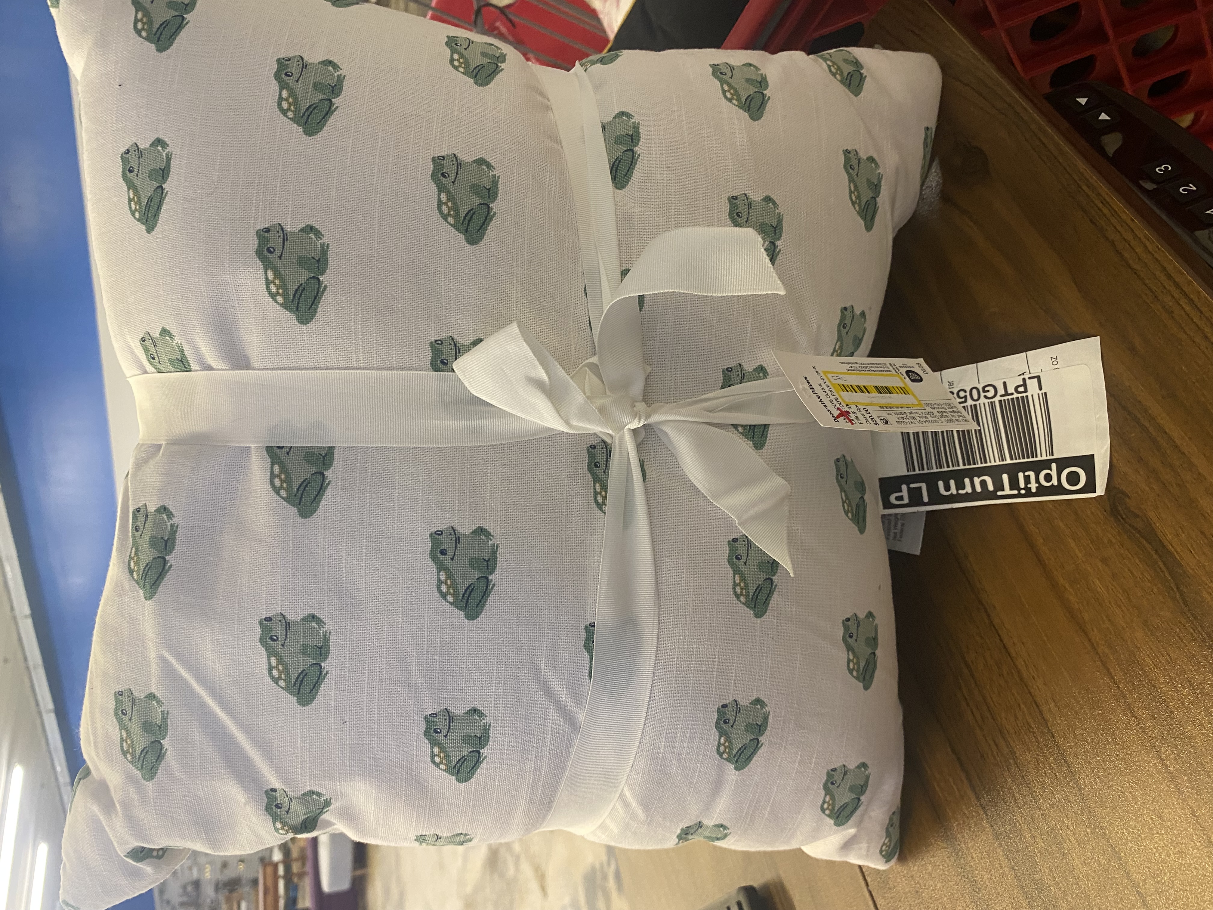 2pk Frog Printed and Striped Woven Cotton Pillows