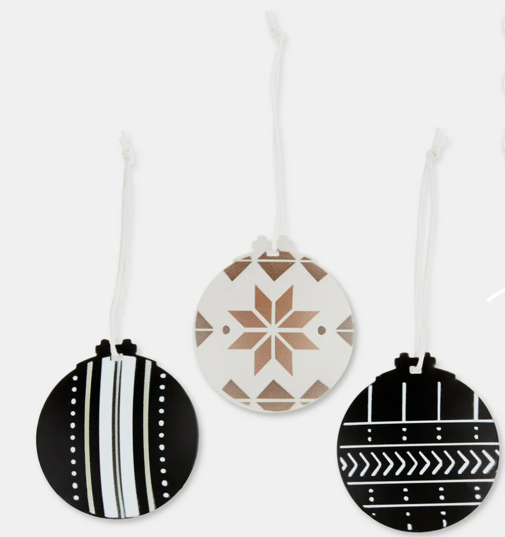 3-Count Modern Merry Mini White and Black Disc Ornament, by Holiday Time