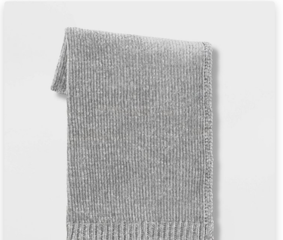 50”x 60” Shiny Chenille Reversible Throw Blanket Light Gray