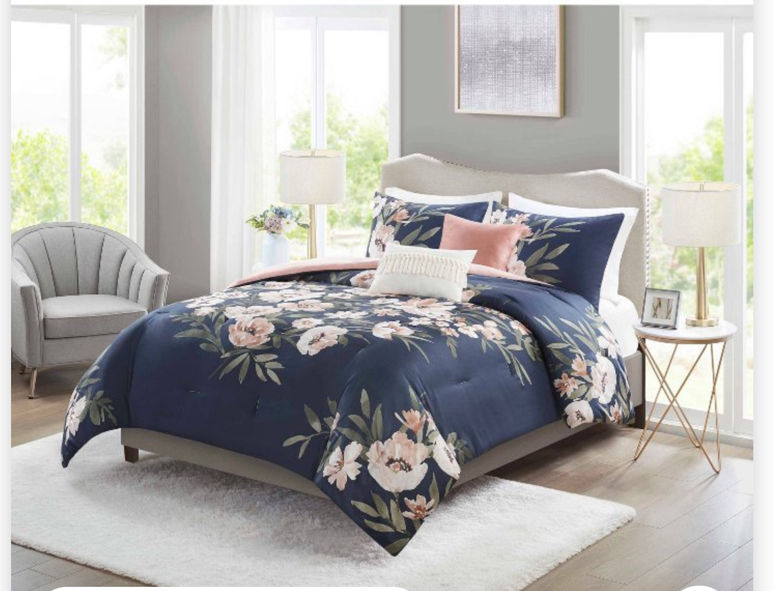 5pc Full/Queen Leilani Floral Print Comforter Bedding Set