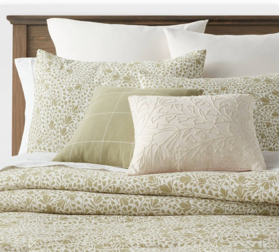 8pc Queen Floral Comforter Set Green- Threshold