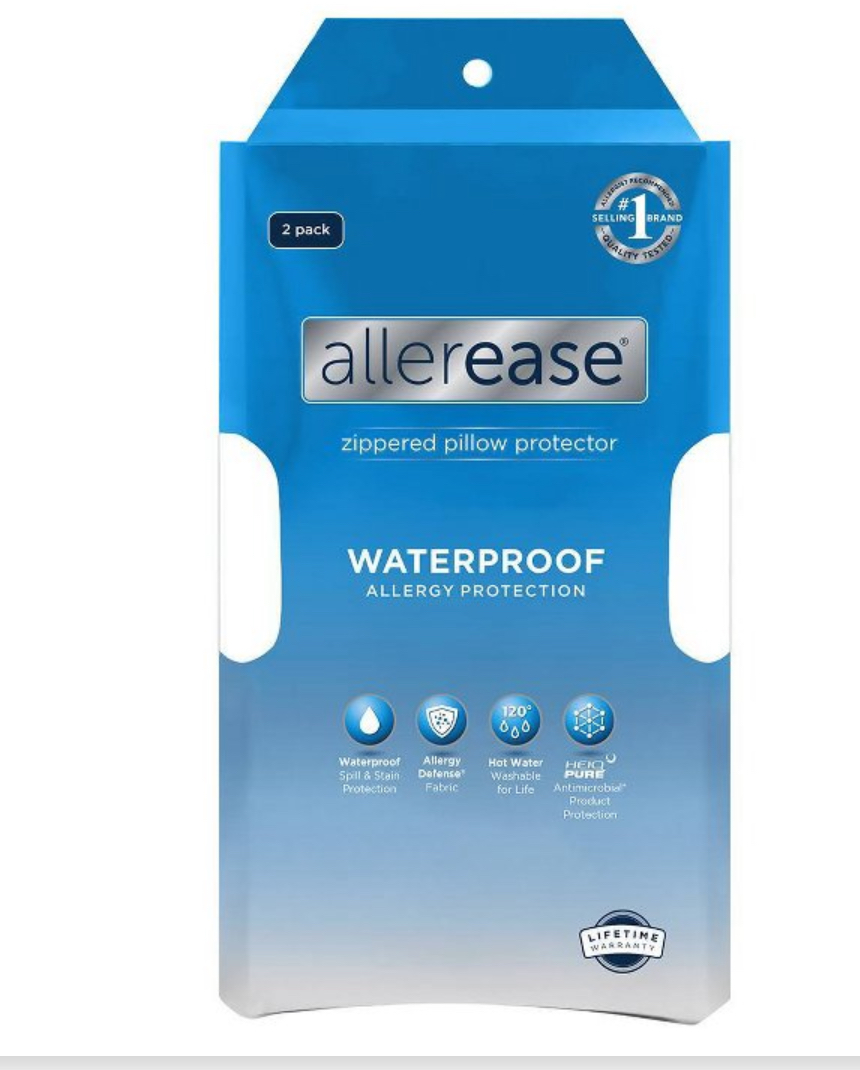 AllerEase 2-pack Waterproof Pillow Protector- White