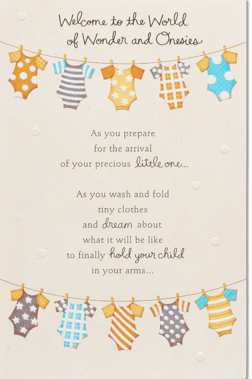 American Greetings World of Wonder New Baby Card for Mom with Flocking