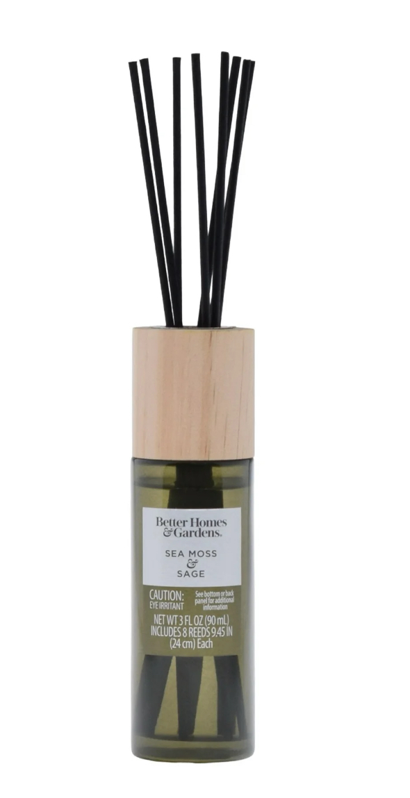 Better Homes & Gardens Sea Moss & Sage Scented Reed Diffuser 3 Fl Oz (90 mL) with 8 Synthetic Reeds