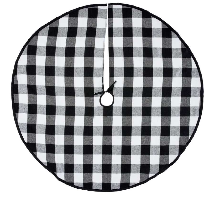 Black and White Buffalo Christmas Tree Skirt, .53 lb, 48 in, by Holiday Time