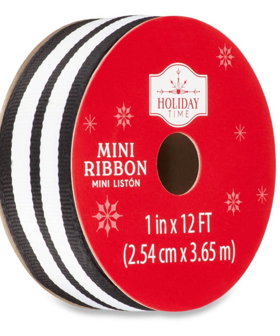 Black Striped Ribbon, 1 in x 12 ft, by Holiday Time