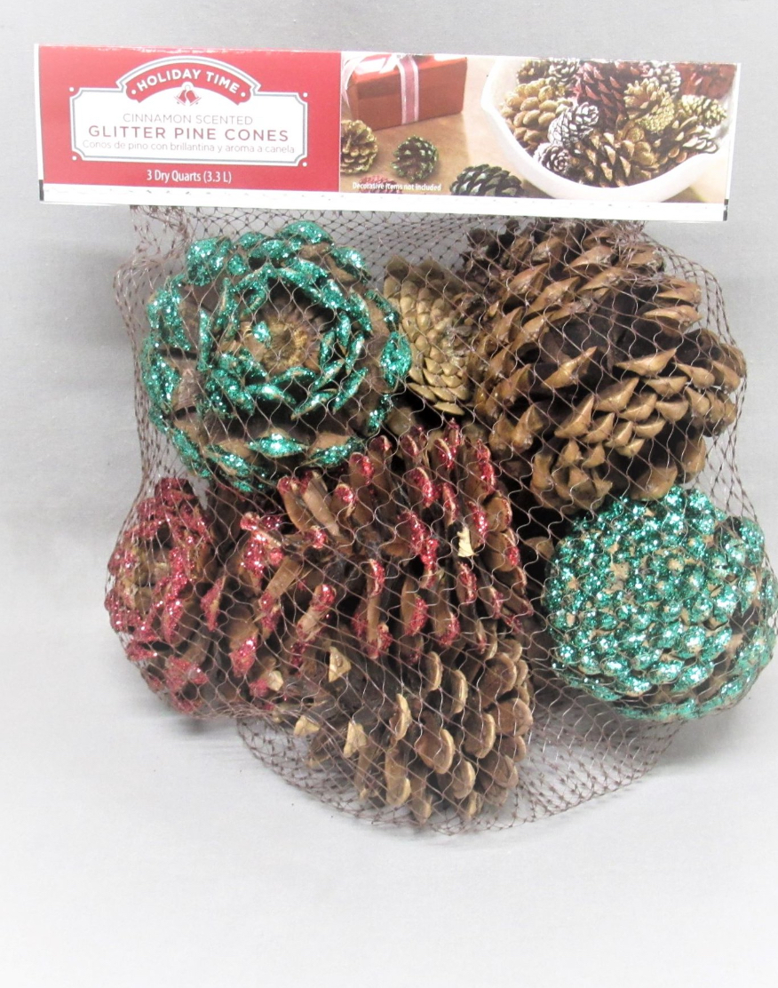 Cinnamon Pinecones Red Green Glitter