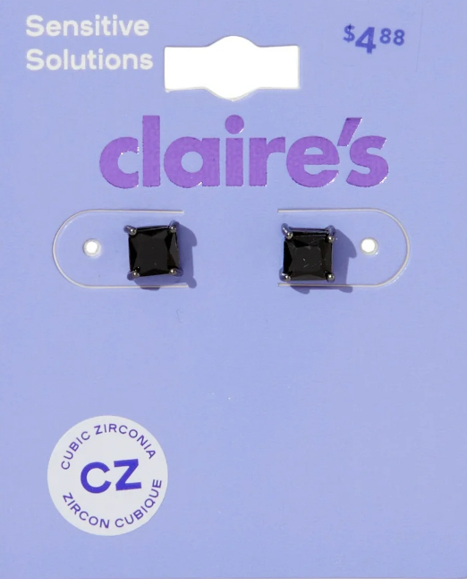 Claire's 5MM Classic Square Black Stud Earrings