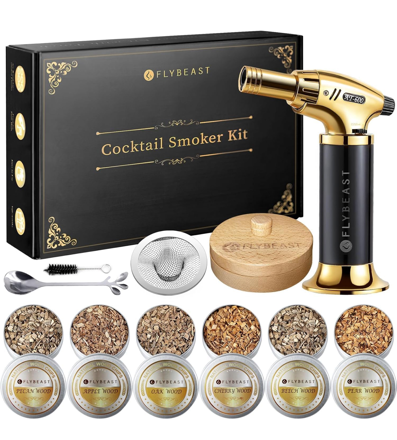 Cocktail Smoker Kit with Torch,6 Flavors of Wood Chips for Whiskey Bourbon Infuse Smoked Drink,Old Fashionable Birthday Gifts for Men, Husband, Dad and Boyfriend