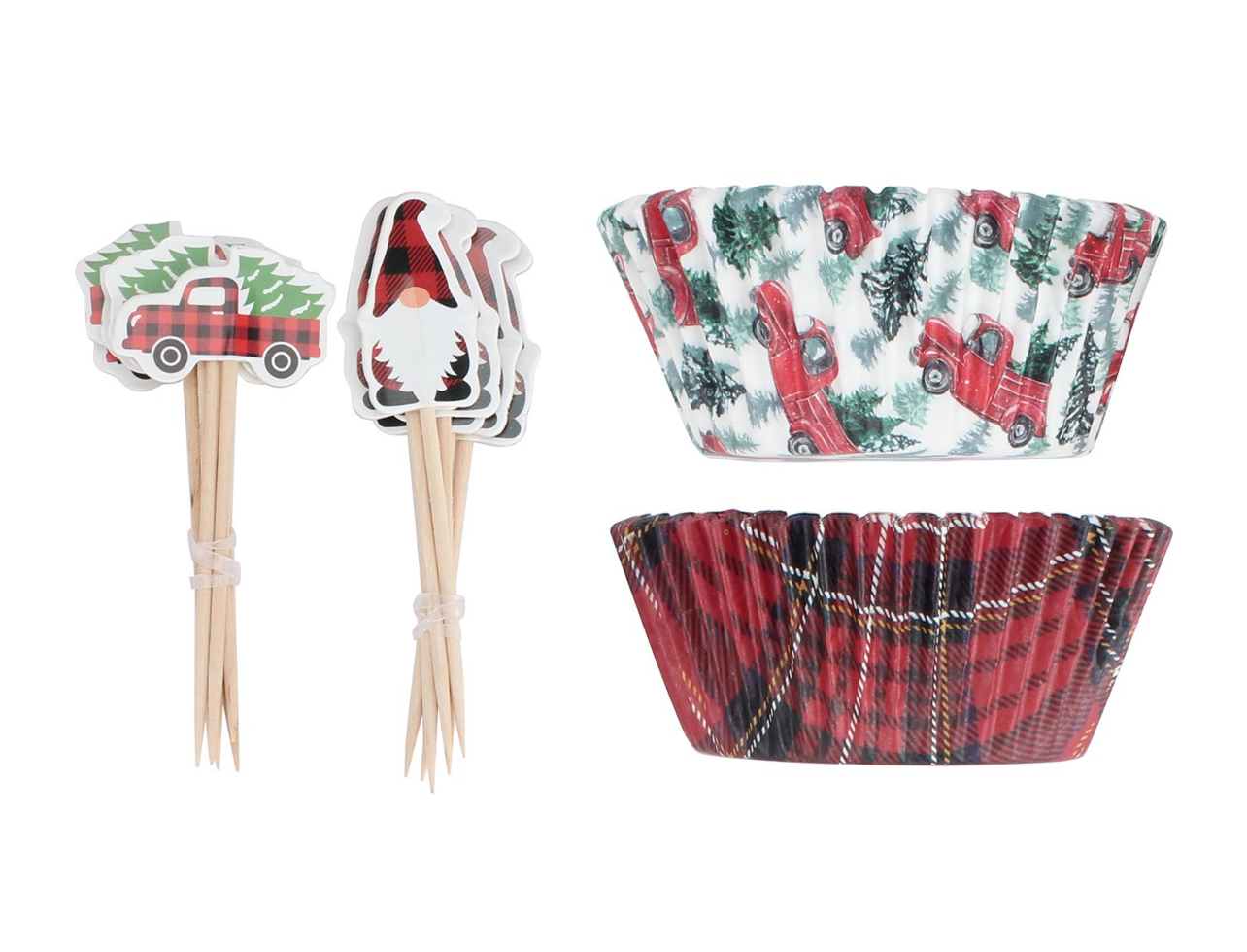 Cook with Color 48 Piece Red Plaid Disposable Cups and Picks