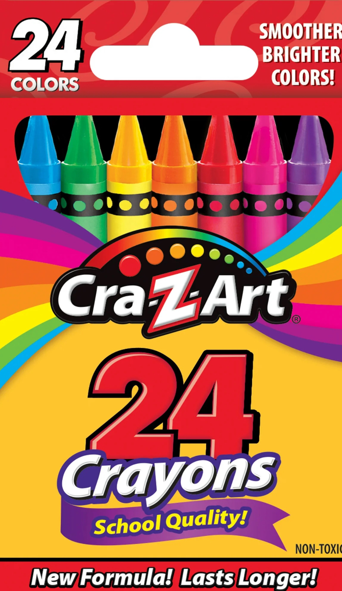 Cra-Z-Art School Quality Multicolor Crayons, 24 Count, Back to School Supplies
