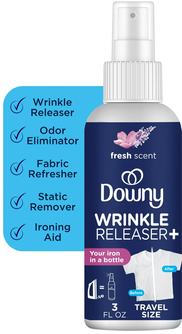 Downy Wrinkle Releaser and Refresher Fabric Spray, Fresh Scent, Travel Size, 3 fl oz