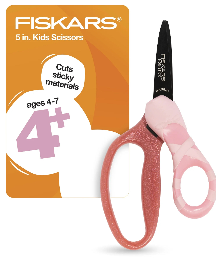 Fiskars 5" MVP Pointed-tip Kids Scissor, Non-stick blades, Scissors for School and Crafts - Dance
