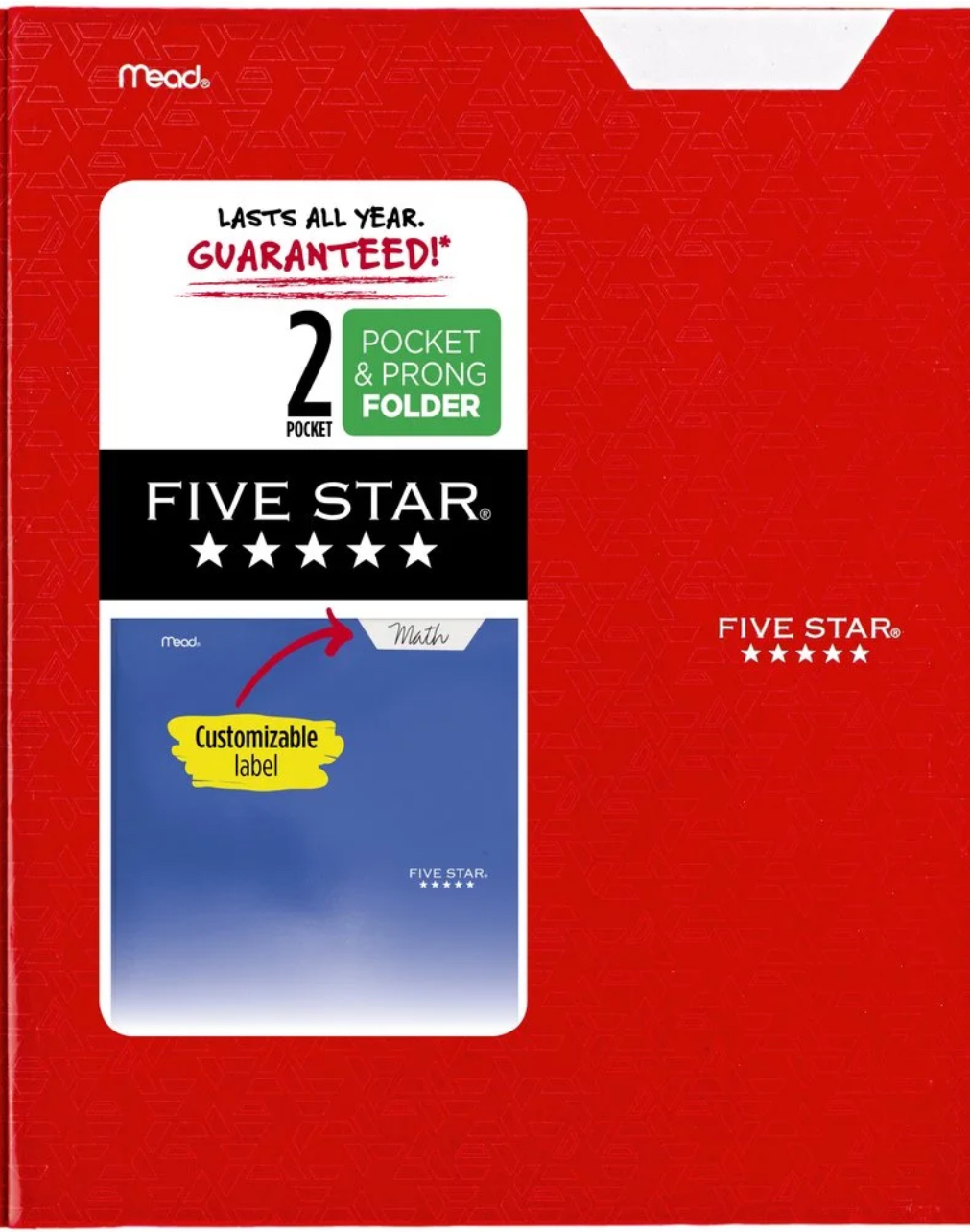Five Star Pocket and Prong Paper Folder, Fire Red (340020A-WMT22)