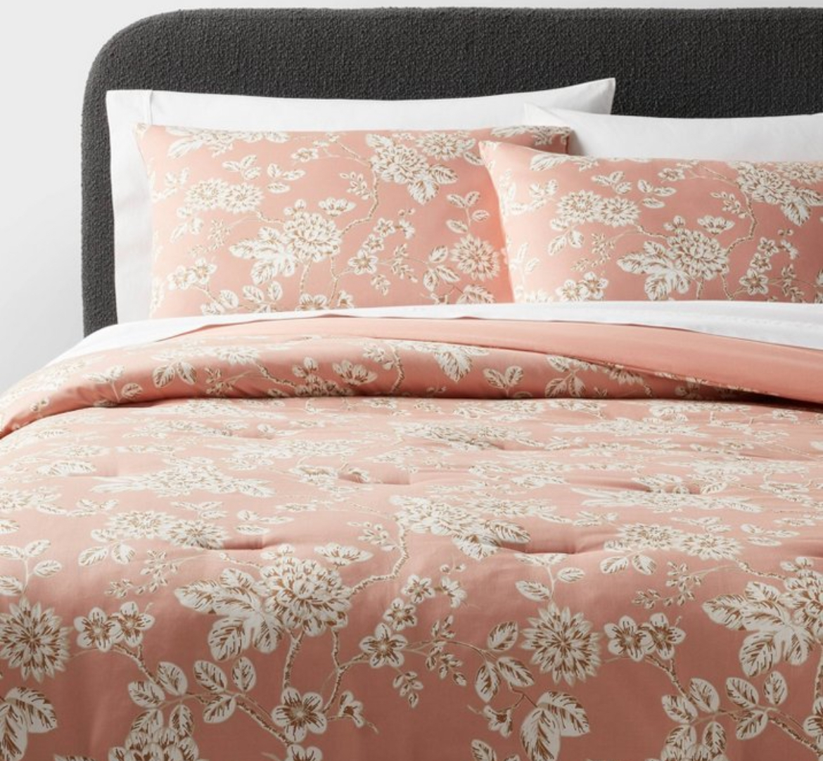 Floral Boho Comforter & Sheets Set Terracotta Pink