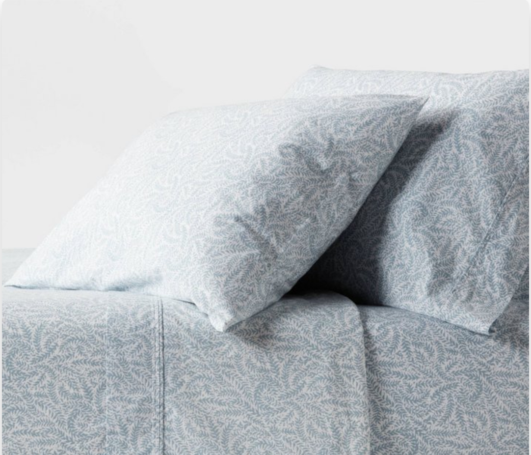 Full 250 Thread Count Organic Percale Sheet Set Blue Floral- Threshold