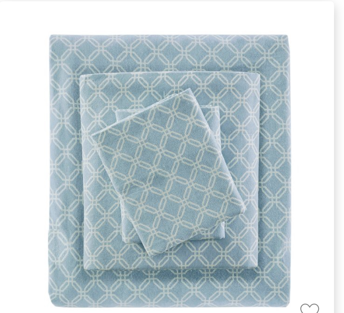 Full Flannel Sheet Set Blue Geo