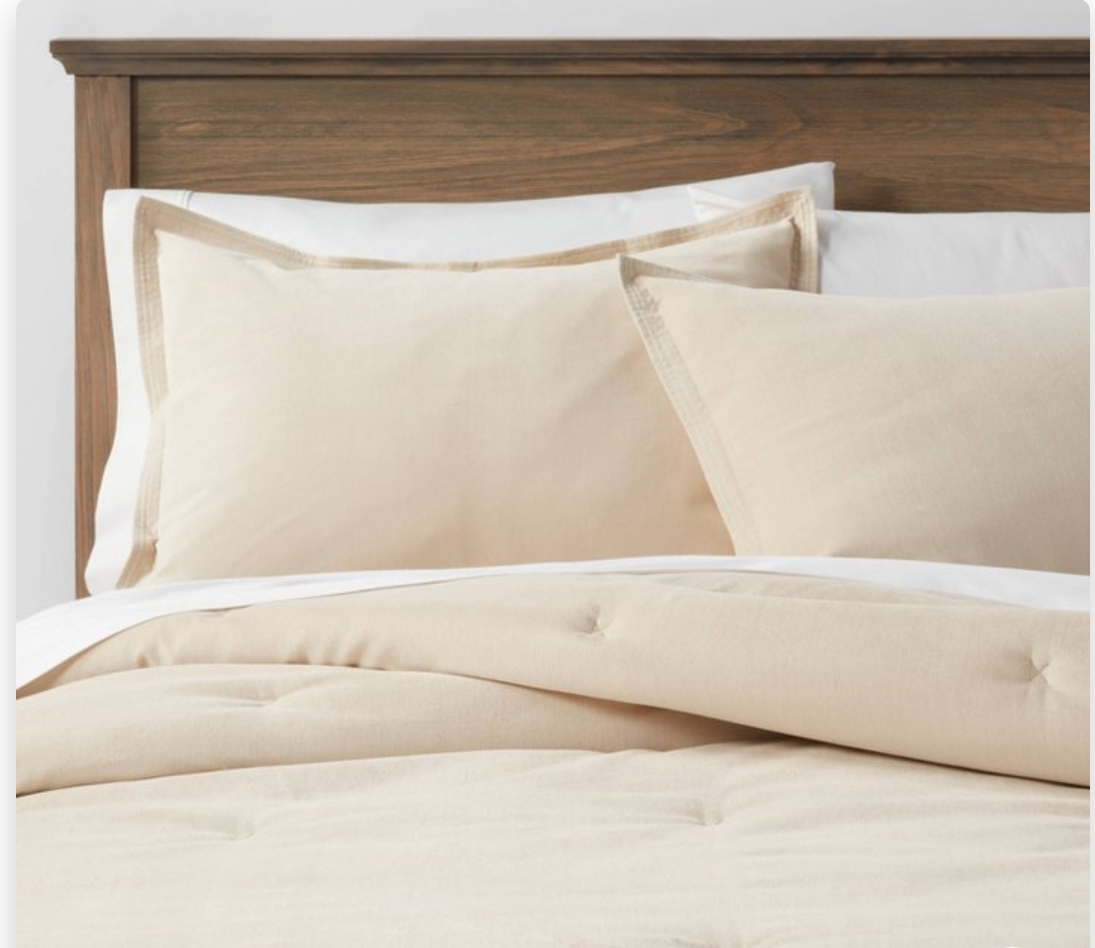 Full/ Queen Cotton Linen Chambray Duvet Cover & Sham Set Khaki
