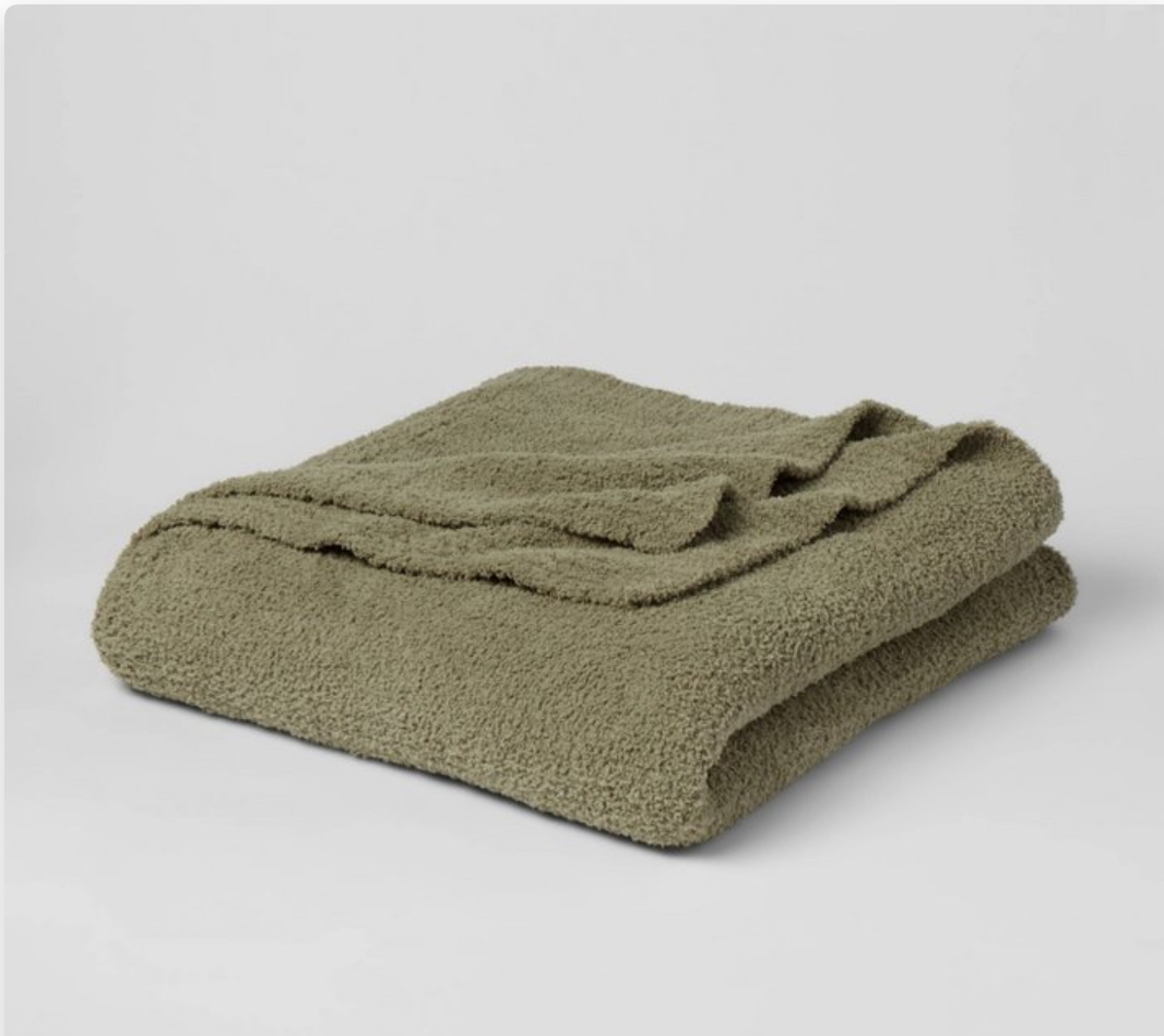 Full/Queen Cozy Chenille Bed Blanket Restful Green- Threshold