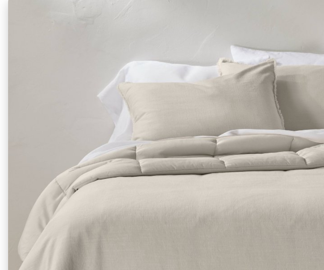 Full/Queen Heavyweight Linen Blend Comforter & Sham Set Natural