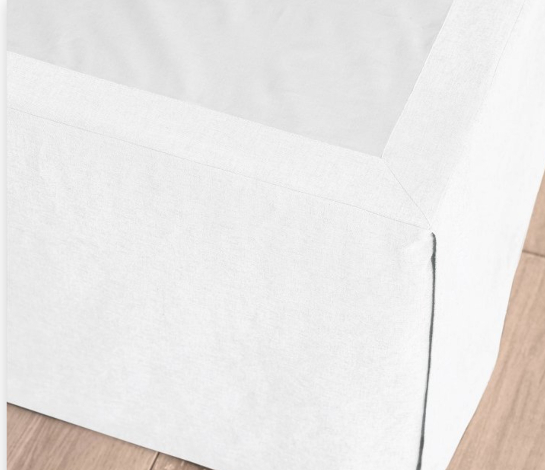 Full/Queen Linen Blend Bedskirt White- Casaluna