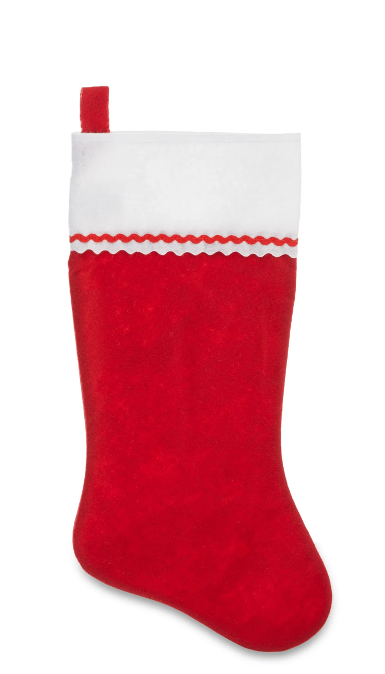 Holiday Time Red Felt Christmas Stocking with White Cuff, 19"