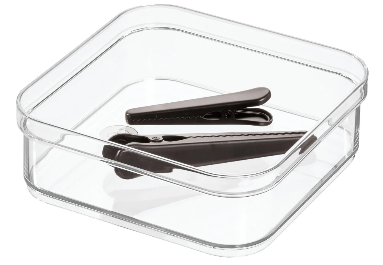 iDesign Plastic Kitchen Drawer Organizer, Clear, 6" x 6" x 2"