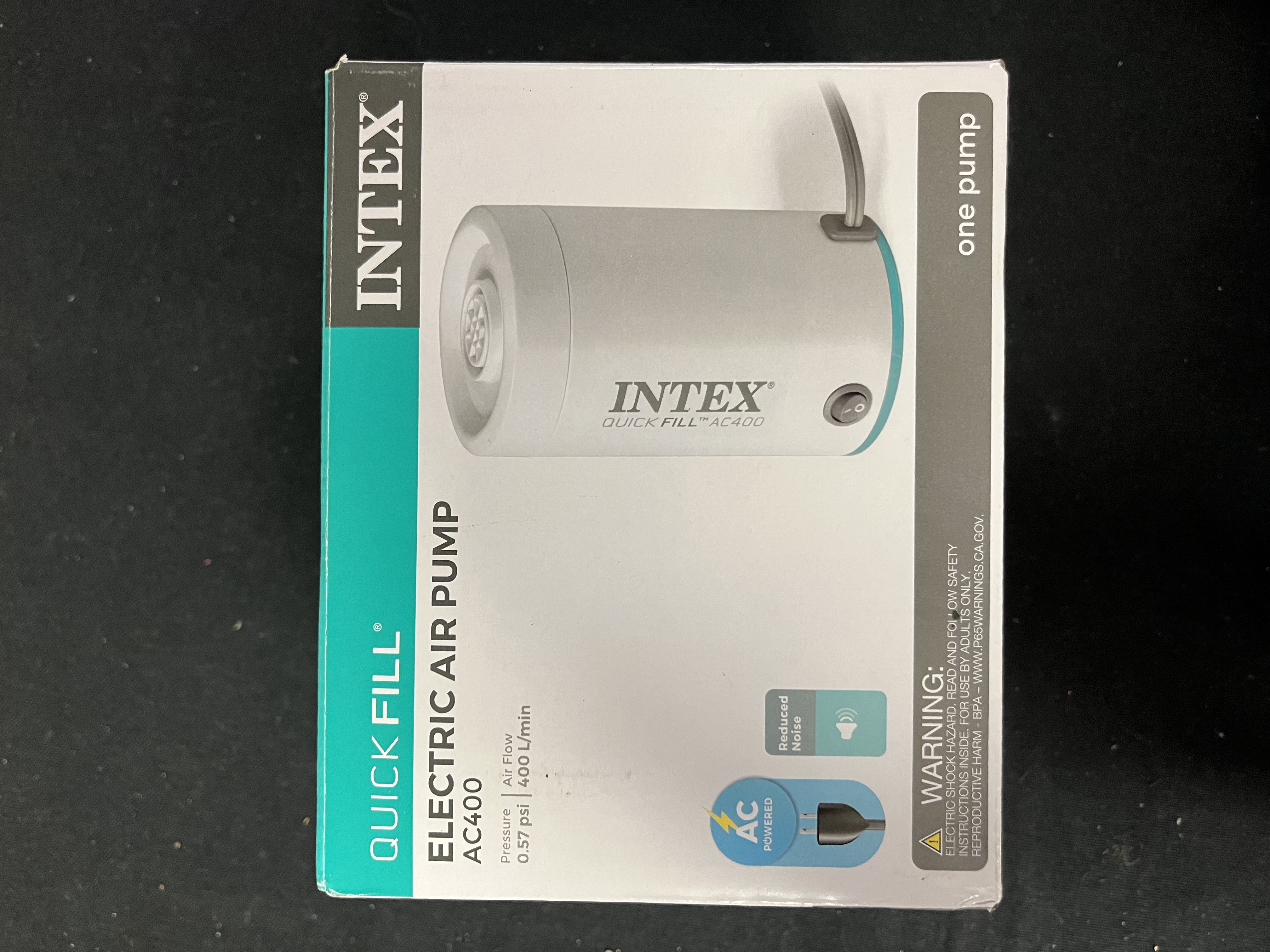 INTEX 66645E QuickFill USB Air Pump: Inflates and Deflates Air Mattresses, Kayaks, Boats - Includes 2 Interrconnecting Nozzles - Sleek and Compact Design - 400 L/Min Air Flow - Indoor Use
