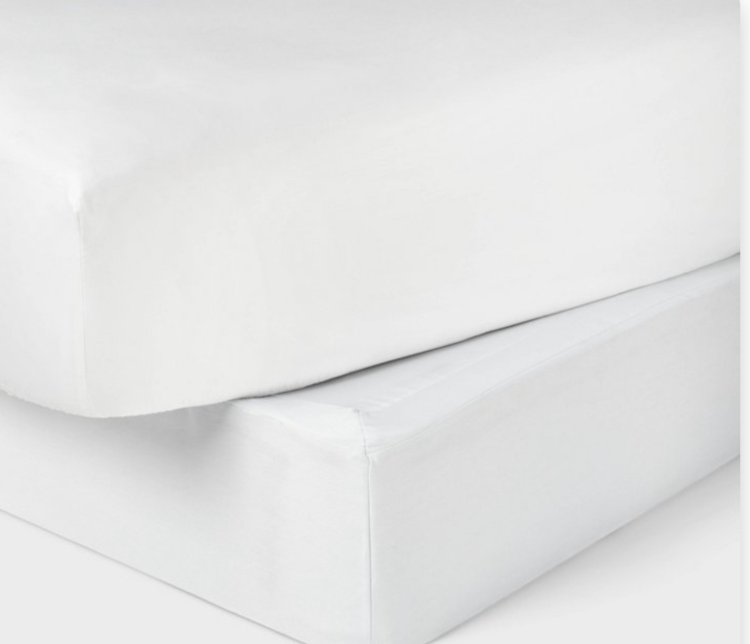 King Box Spring Cover White- Threshold : Recycled Polyester, Twil, Standard 100 OEKO-TEX