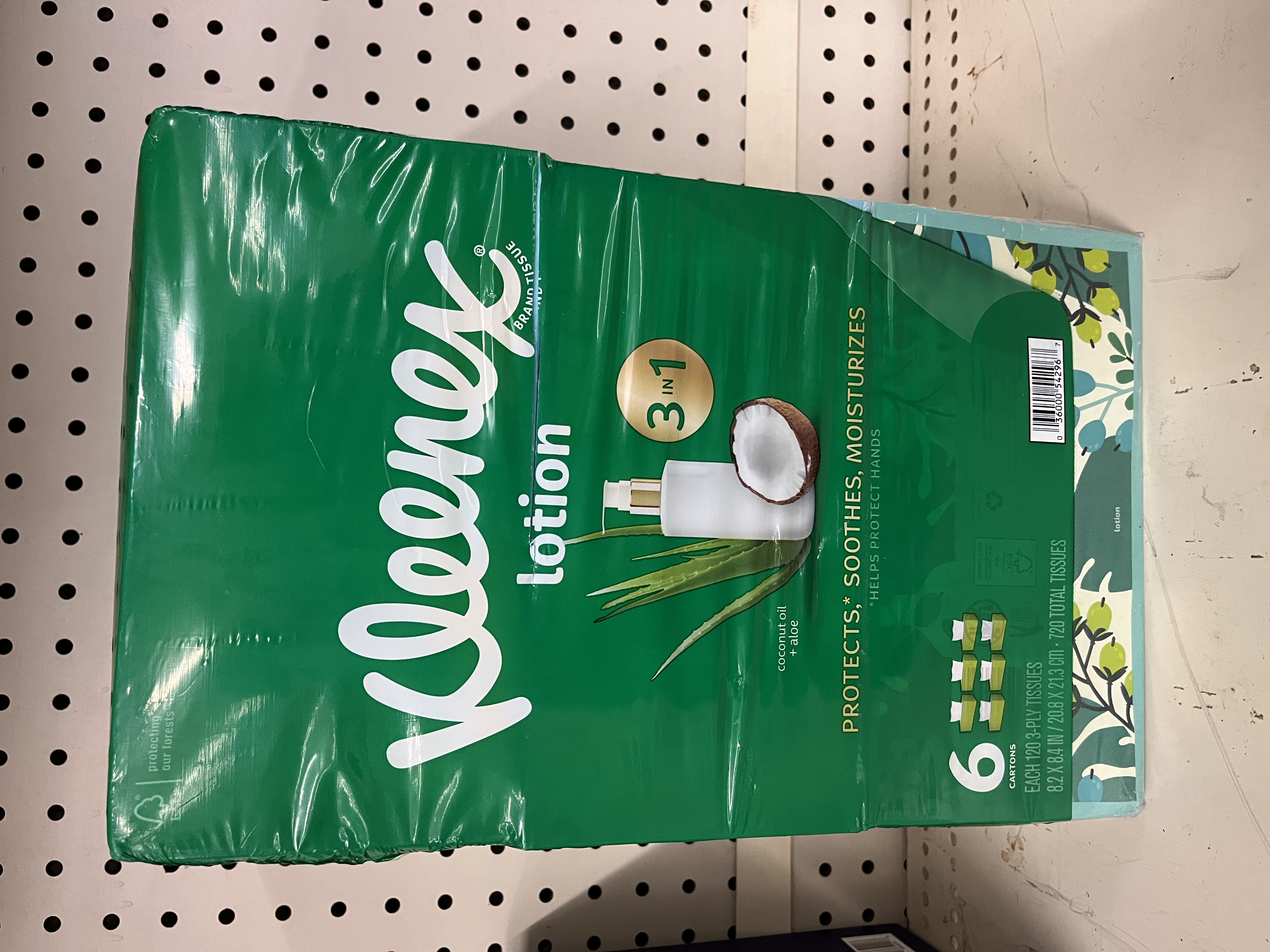 Kleenex Lotion Facial Tissues with Coconut Oil, 6 Flat Boxes, 120 Tissues Per Box, 3-Ply