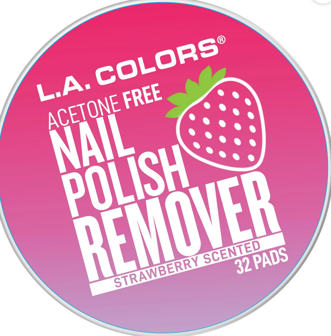 L.A. COLORS Nail Polish Remover Pads, Strawberry, 32 Pieces