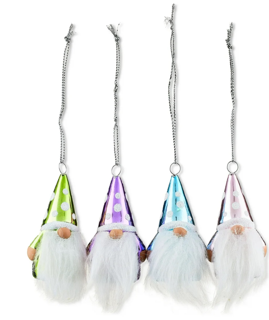 Mini Multi-Color Gnome Christmas Ornaments, 0.097 lb, 4 Count, by Holiday Time