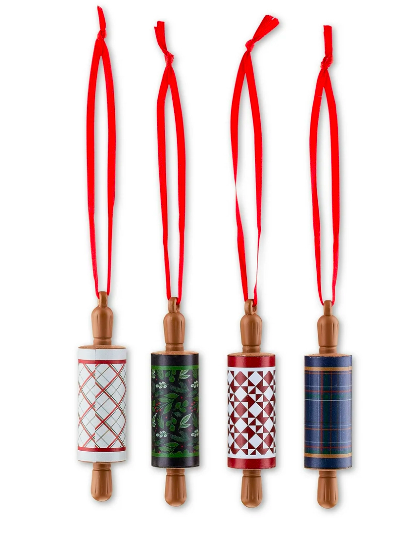 Mini Multi-Color Rolling Pin Ornaments, 4 Count, 6.13 in, by Holiday Time