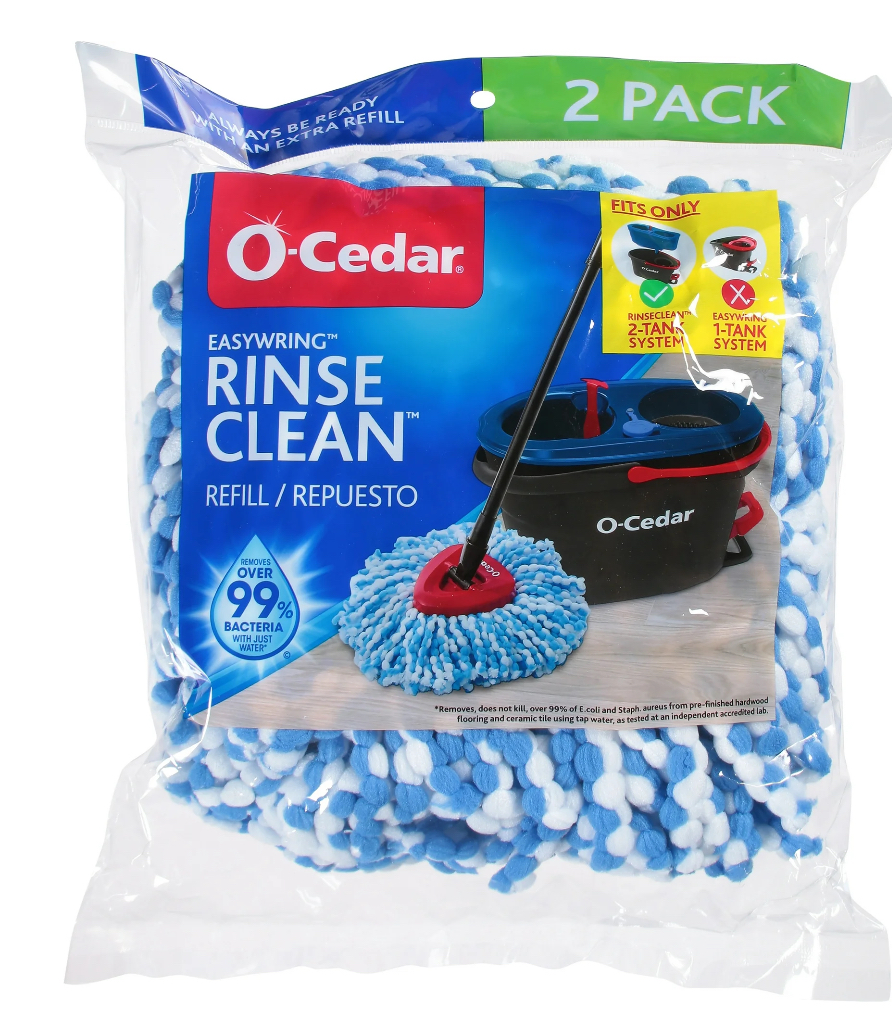 O Cedar EasyWring Rinse Clean Mop Refill, MicroFiber, Multi, 2/Pack