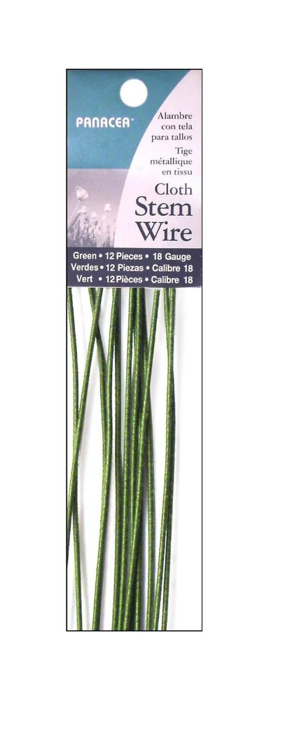 Panacea Products 18 Gauge Green Stem Wire, Cloth Covered, 12 Count