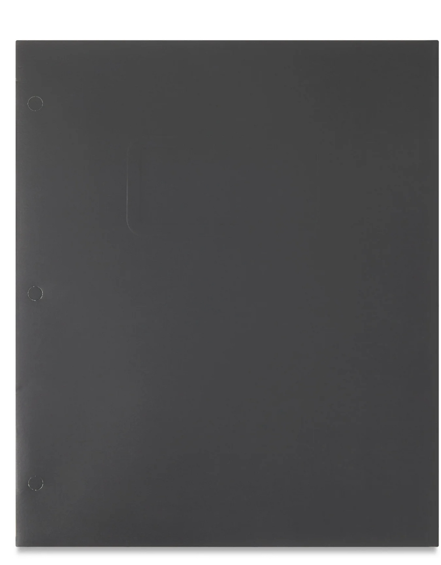 Pen+Gear Letter Size 2-Pocket Paper Folder, 9.5" x 11.5", Black