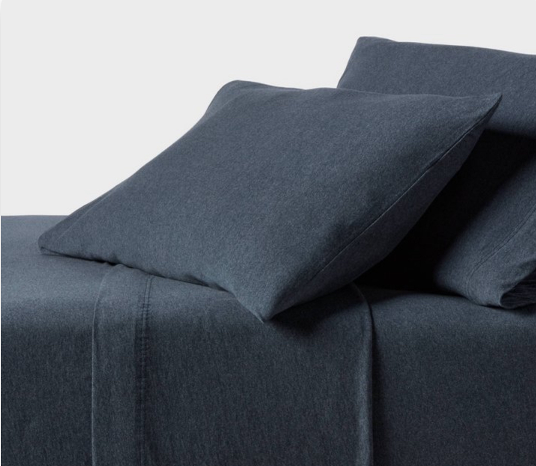 Queen Cotton Jersey Sheet Set Heather Blue- Threshold