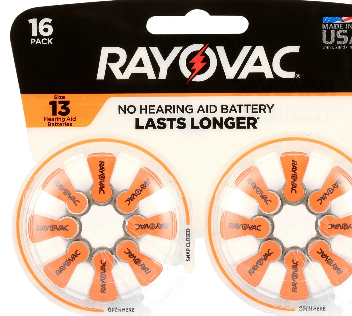 Rayovac Size 13 Hearing Aid Batteries (16 Pack), Size 13 Batteries