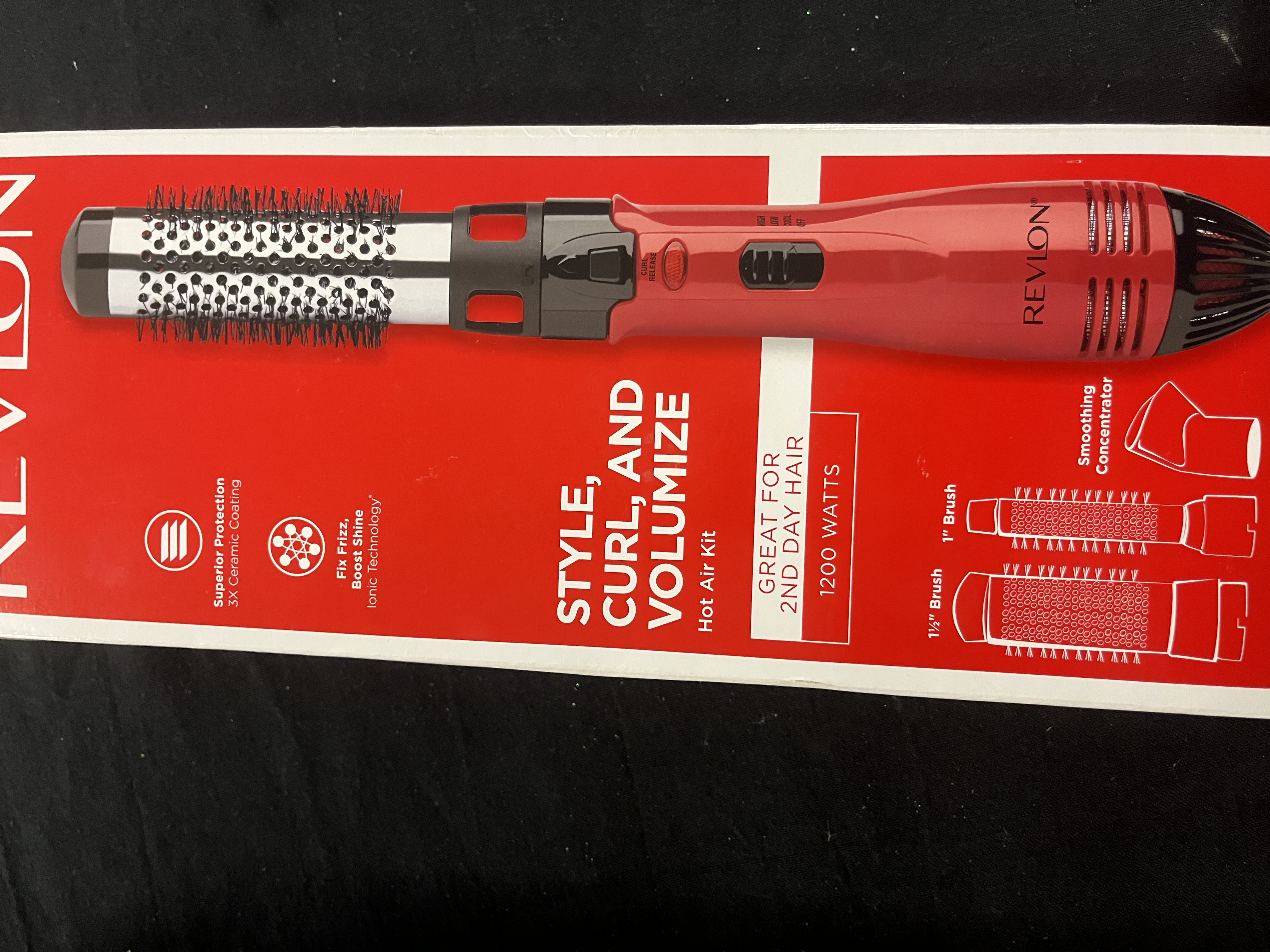 Revlon 1200W Ionic 1" and 1-1/2" Hot Air Styling Kit, Red